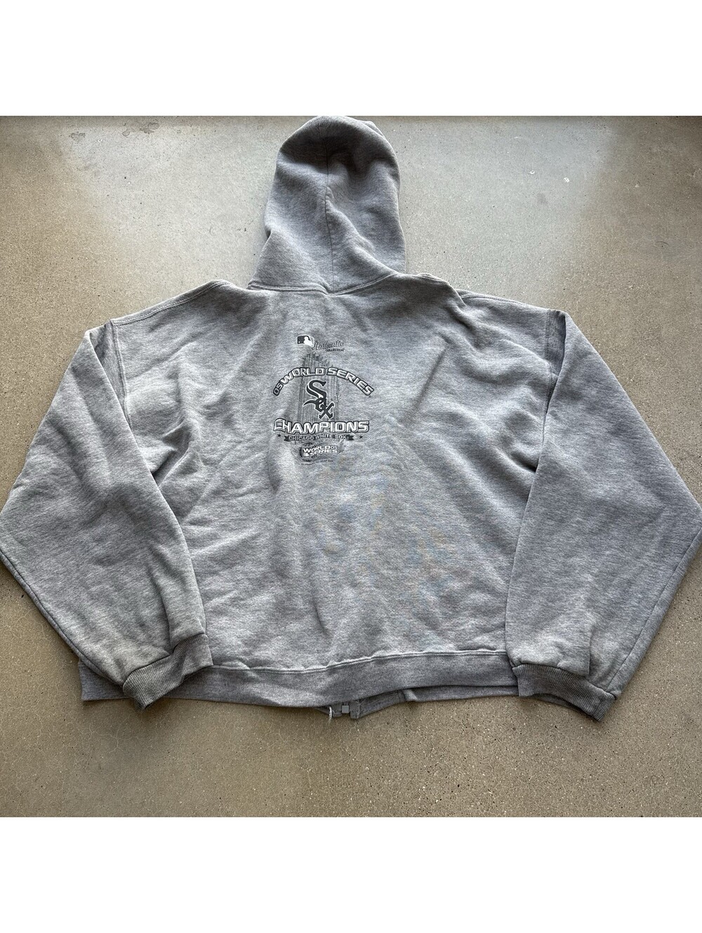 Vtg Chicago White Sox 2005 World Series Champions Zip Up Hoodie Boxy XL